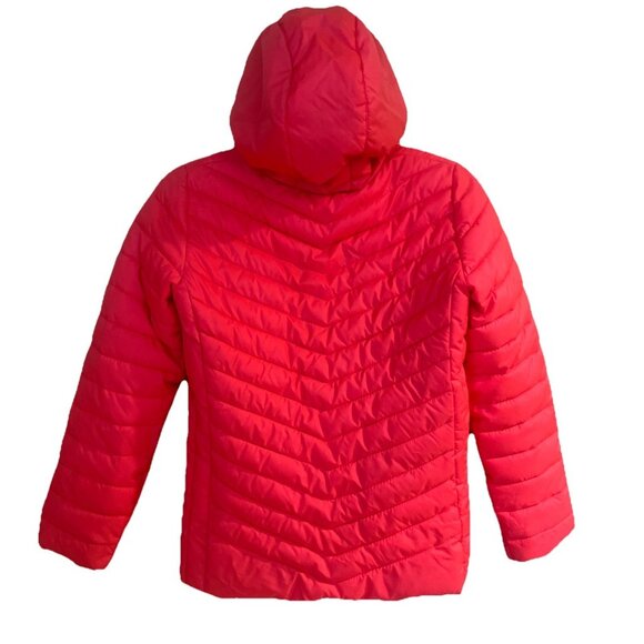 Girls Champion Winter Coat Size L 10-12 Bright Pink Zippered Pockets Hood Puffer - Picture 3 of 8